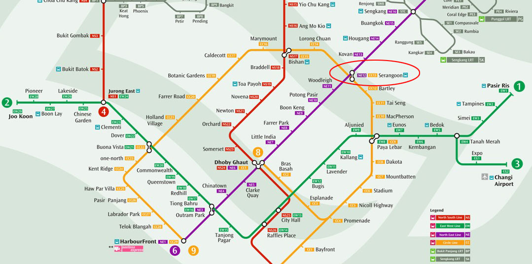 Serangoon MRT Map