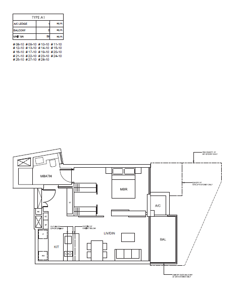 Cairnhill Nine 1 Bedroom Floor Plan